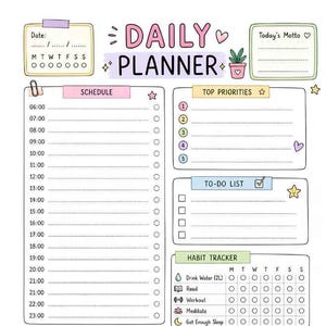 Daily Weekly Monthly Yearly Planner Bundle | Printable Goal Habit Tracker (Digital Download)