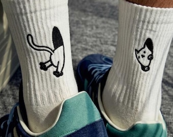 kattensokken schattige sokken esthetische sokken geborduurde sokken cadeau voor kattenliefhebber kattenmoeder sokken