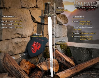 Custom Fantasy Sword – Handmade Medieval Sword, Personalized Gift for Men, Father’s Day, Unique Collectible Weapon