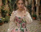 Corset Top, Cottagecore Corset, Renaissance Corset, Fairycore Bodice, Vintage Inspired Corset Top, Lace Up Corset, Romantic Floral Corset