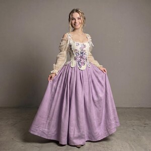 purple peasant dress Women Renaissance outfits for Disney Princess Character Scarlet Darkness / 14 Quality fiber 1970s 70s Vintage Lavender Peasant