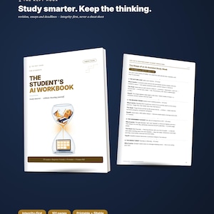 AI-arbetsbok för studenter | Studera smartare med ChatGPT | Guide till repetition och uppsatsplanering för högskolor | Utskrivbar, ifyllbar PDF