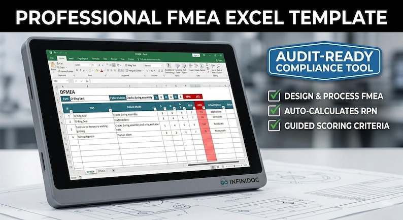 FMEA Risk Assessment Excel Template | Automated RPN Tracker | PFMEA ...