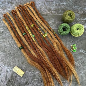 Human Hair Dreadlock Extensions, Brown, Set x 15 SE dreads, 14 inch