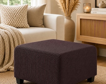 Jacquard Ottoman Cover Stretch Footrest Slipcover Furniture Protector