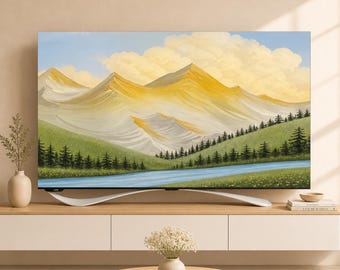 3D Textured TV Cover, Hanging Television Dust Protector, Decorative Screen Cover for Living Room