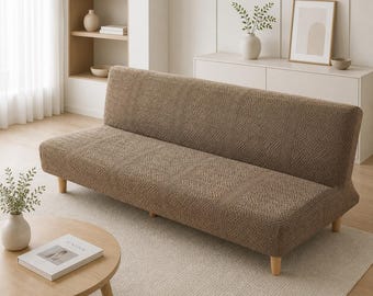 Futon Cover Stretch Jacquard, Sofa Bed Slipcover, Elastic Furniture Protector, Couch Cover Washable