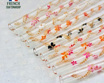 Paille droite en verre borosilicate, réutilisable peinte à la main | Cadeau écoresponsable | Accessoire boisson | cadeau artisanal - France