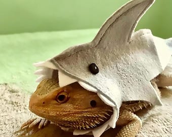 Shark Lizard Costume Felt Bearded Dragon Apparel Funny Reptile Outfit Small Pet Gift Set