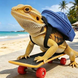 Lizard Toy Set Skateboard Backpack Straw Hat For Bearded Dragon Hamster Reptile Accessory