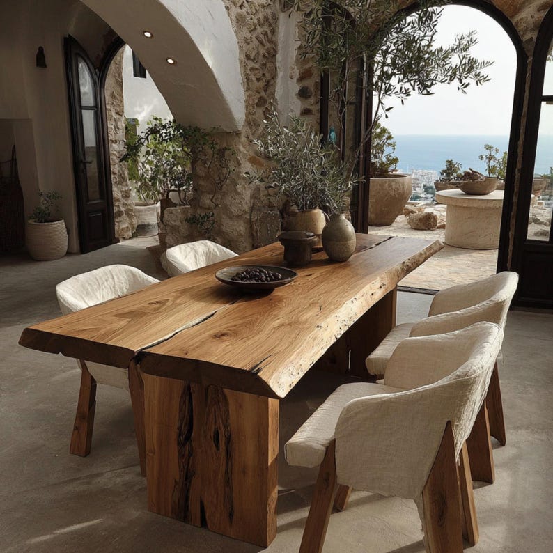 Solid Walnut Live Edge Dining Table, Rustic Farmhouse Kitchen Furniture ...