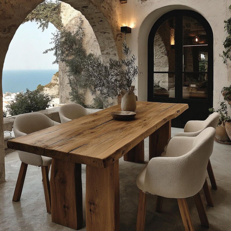 Solid Walnut Live Edge Dining Table, Rustic Farmhouse Kitchen Furniture ...