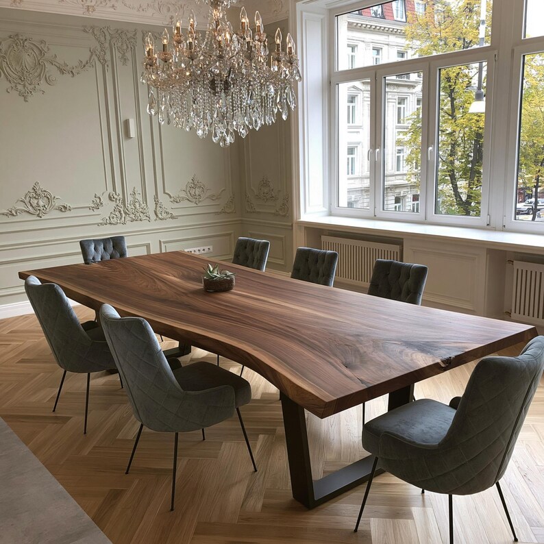 Custom Live Edge Walnut Dining Table, Solid Wood Farmhouse Furniture - Etsy