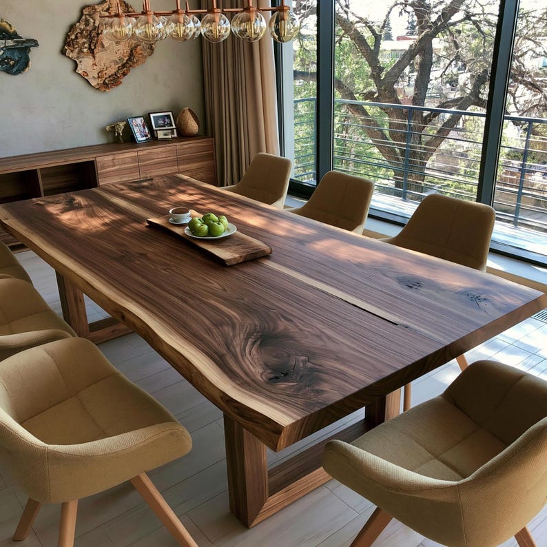 Handmade Live Edge Walnut Dining Table, Rustic Farmhouse Kitchen ...