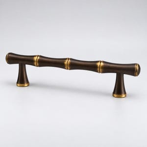Antique Bronze Bamboo Cabinet Pull, Solid Brass Drawer Handle, Asian Inspired Wardrobe Hardware, Multiple Sizes