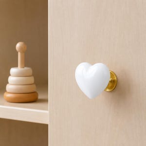 Ceramic Heart Cabinet Knob, Pink Blue White Dresser Hardware, Nursery Furniture Accent