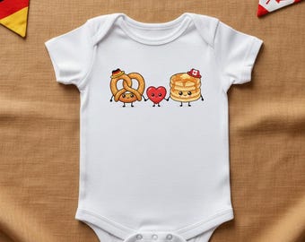 Body de bebé | Regalo para bebé germano-canadiense | Tortitas con forma de pretzel | Body Canadá-Alemania
