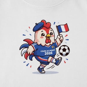 Camiseta Coupe du Monde 2026 Niño Francia | Camisa Coq Mascotte | Tee Foot Niños | Copa Mundial de Francia Infantil imagen 4