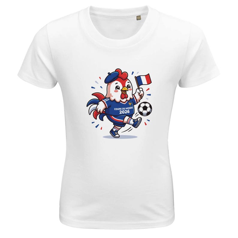 Camiseta Coupe du Monde 2026 Niño Francia | Camisa Coq Mascotte | Tee Foot Niños | Copa Mundial de Francia Infantil imagen 6