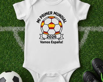 Body de bebé de España para mi primer Mundial 2026 | Regalo para baby shower | Body de fútbol español