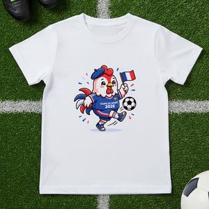 Camiseta Coupe du Monde 2026 Niño Francia | Camisa Coq Mascotte | Tee Foot Niños | Copa Mundial de Francia Infantil imagen 1