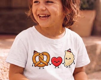 Camiseta infantil germano-polaca | Té de pretzels y pierogi | Lindo regalo kawaii para niños biculturales | Germano-polaco