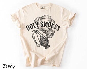 Vintage Holy Smokes Tee, Catholic Incense Graphic Shirt