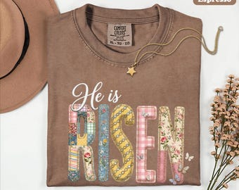He Is Risen Shirt, Vintage Floral Christian Tee, Comfort Colors Easter Gift for Her