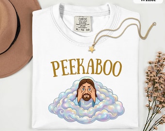 Peekaboo Jesus-T-shirt, Christian Comfort Colors-shirt