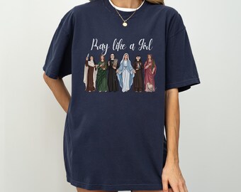 Pray Like a Girl Christian Shirt, Catholic Women Tee, Faith Gift for Her