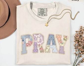 Vintage Pray Tee, Floral Christian Comfort Colors Shirt
