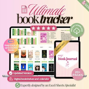 Ultieme boekentracker, digitale bibliotheek, TBR-spreadsheet, leeslogboek voor boekenliefhebbers, serietracker, Google Sheets, BookTok-cadeau