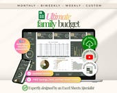 Family and Couples Budget Tracker Spreadsheet for Household Expenses Kids and Family Monthly Annual Budget Google Sheets Bill Debt Tracker