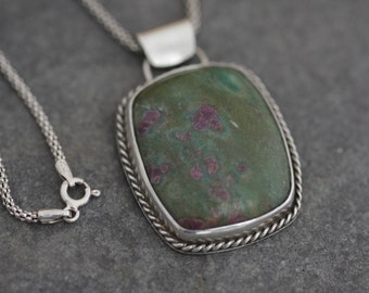 Ruby in Fuschite Pendant - Free Ship