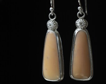 Peach Carnelian Sterling Silver Dangle Earrings OOAK Gift for Her