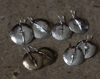 Pinch Fold Formed Sterling Silver Dome Earrings  - Free Ship