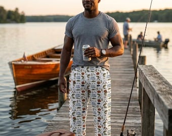 Gone Fishin Herren Premium Pyjama Hose Rustikale Barsch Angeln Loungewear