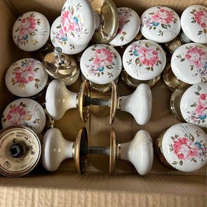 Gainsborough ceramic floral door knobs vintage
