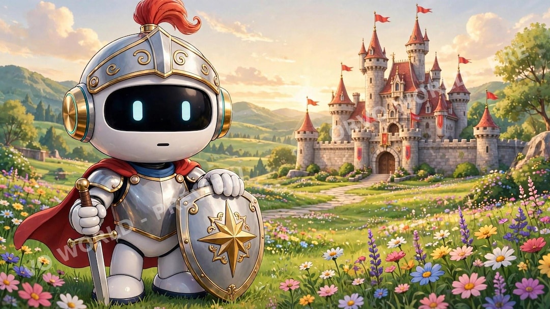 Knight Robot Anime Wallpaper, Cute Kawaii Digital Wallpaper for Phone ...