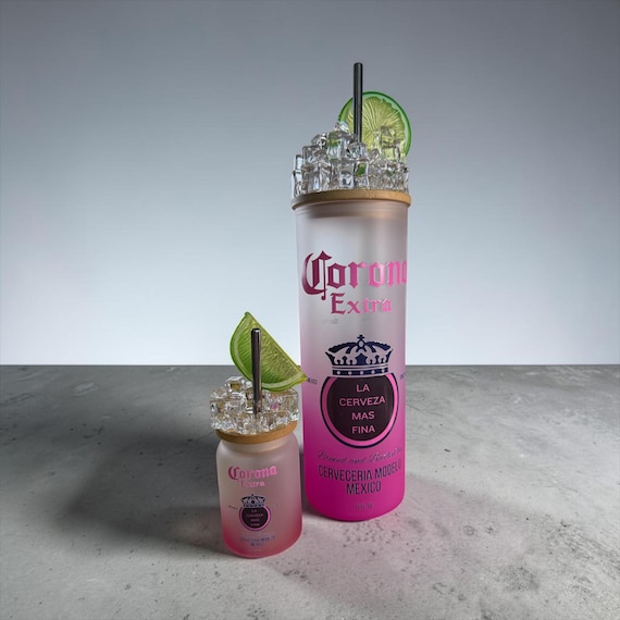 3D Frosted Pink Corona Tumbler Set