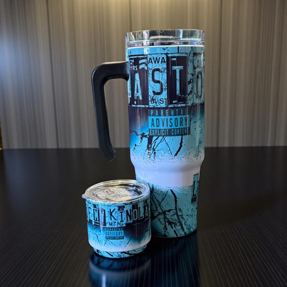 LOMK Teal License Plate Tumbler Set