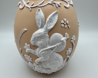 MacKenzie Childs Cameo Egg Small Pastel Bunny Easter Decor With Box