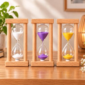 Clessidra in vetro con sabbia, intervallo di 5/10/15/20/30/45/60 minuti, cornice in legno, decorazione per la casa, timer da scrivania, regalo per la meditazione, timer per lo studio.