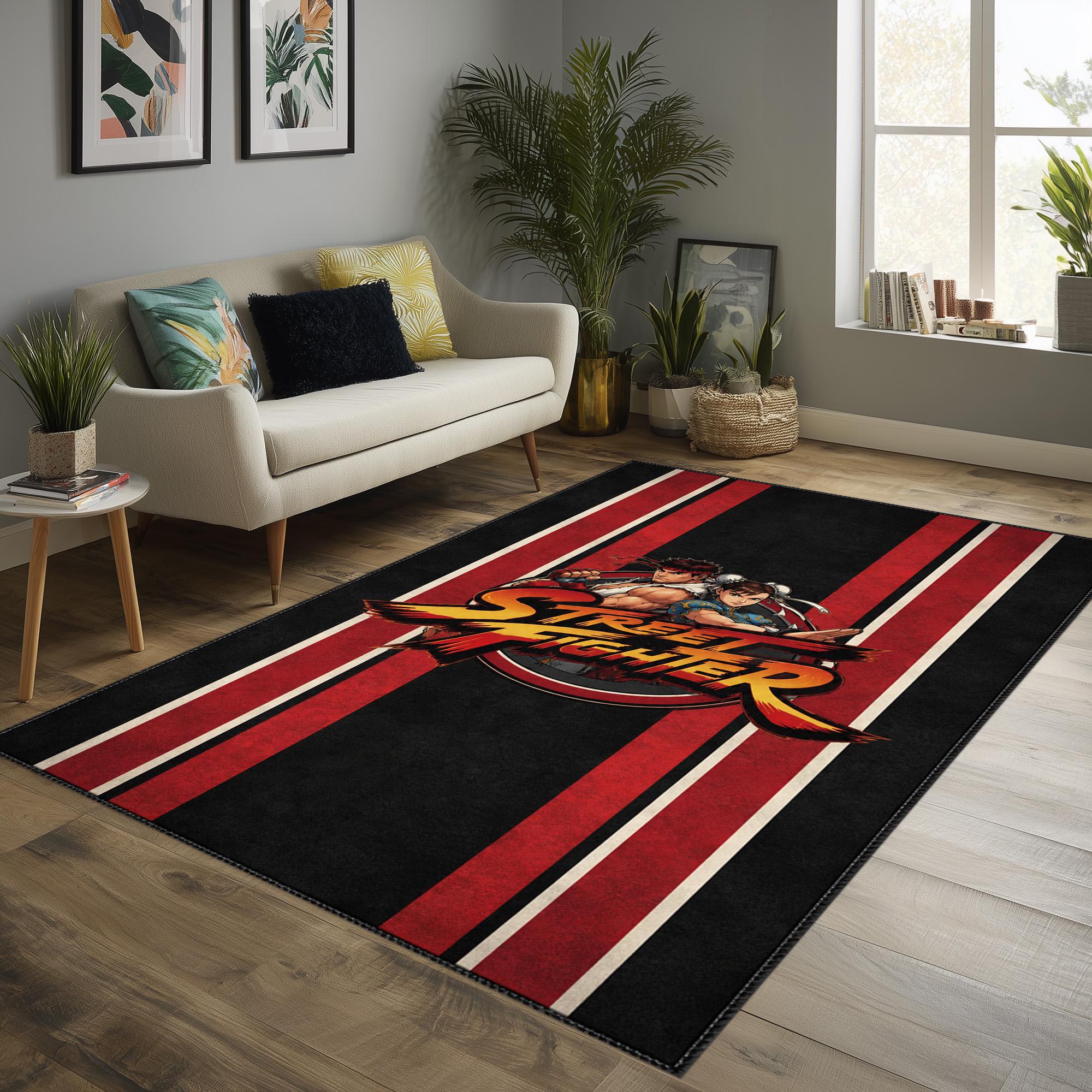 Street Fighter Gaming Rug, Arcade Battle Room Decor, Anime