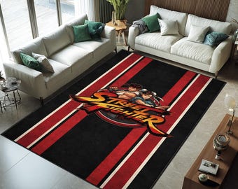 Street Fighter Gaming Rug, Arcade Battle Room Decor, Anime