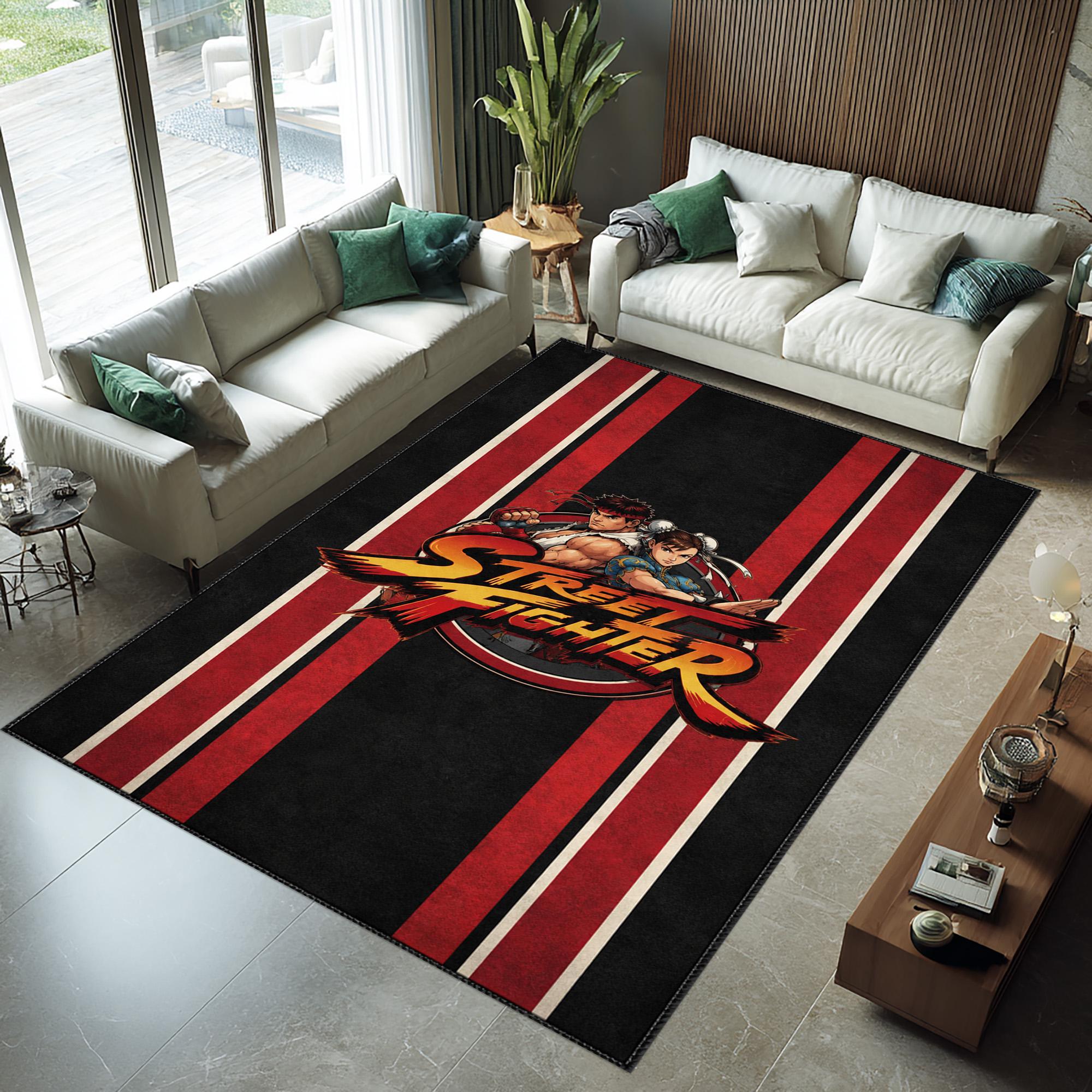 Street Fighter Gaming Rug, Arcade Battle Room Decor, Anime