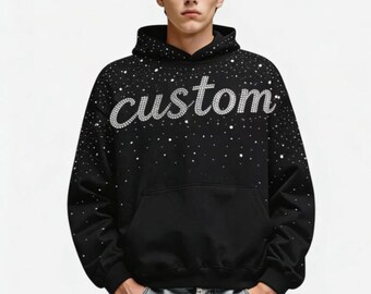 Personalisierter Strass Hoodie - Sparkle Script Streetwear Sweatshirt