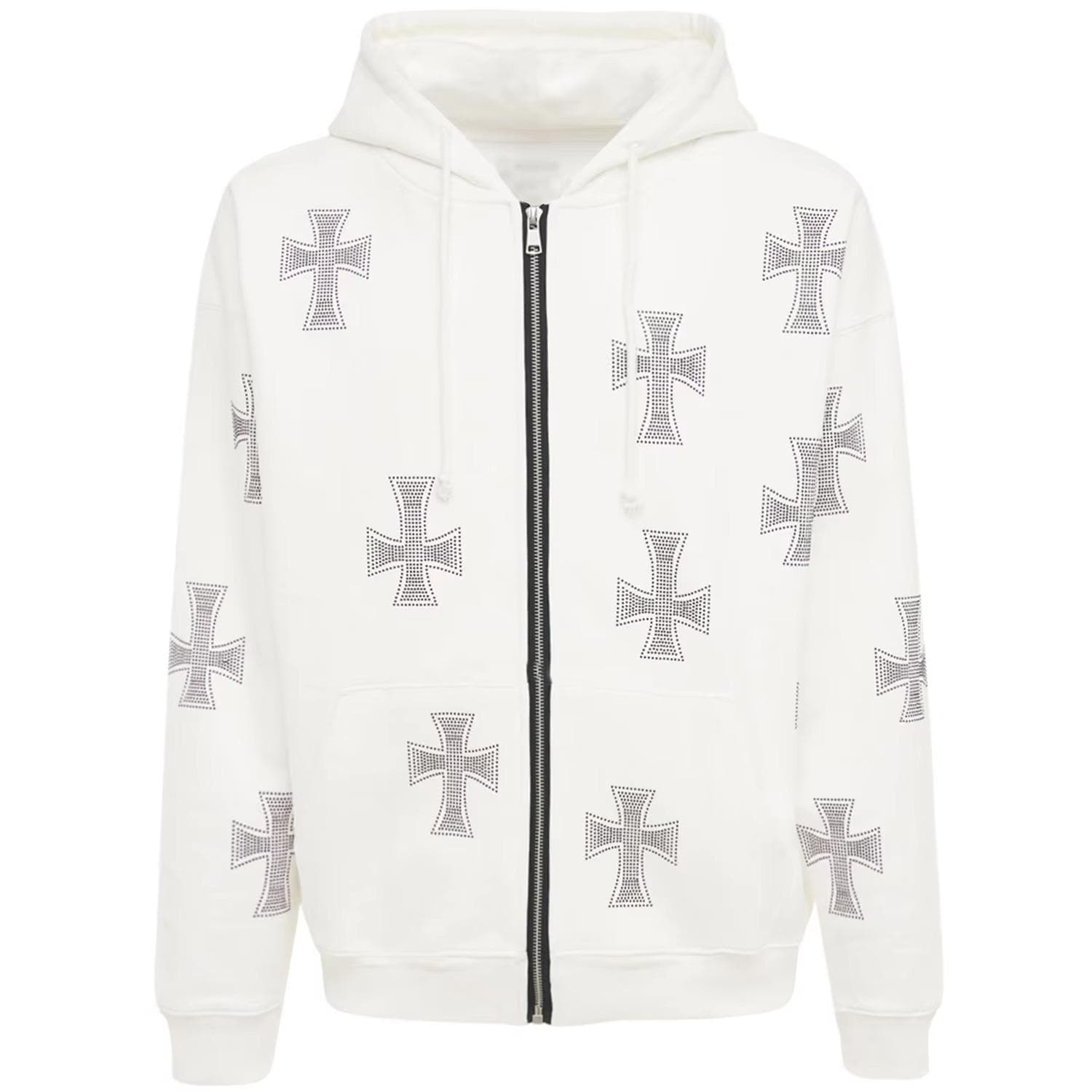つ*よ様 【超希少】White Cross Rhinestone Zip Hoo Rhinestone Hoodie Cross - Etsy