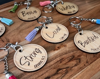 Engraved Bible Verse Keychain, Bible Art, Christian Gifts for Women, Religious Gifts, Bible Study Gift, Baptism Gift, Confirmation