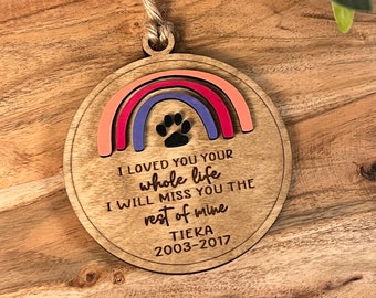 Personalized Pet Memorial Ornament Decoration, Pet Memorial Gift, Pet remembrance, Rainbow Bridge, Pet Loss Keepsake,